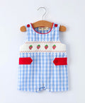 Summer Strawberry Embroidered Smocked Romper